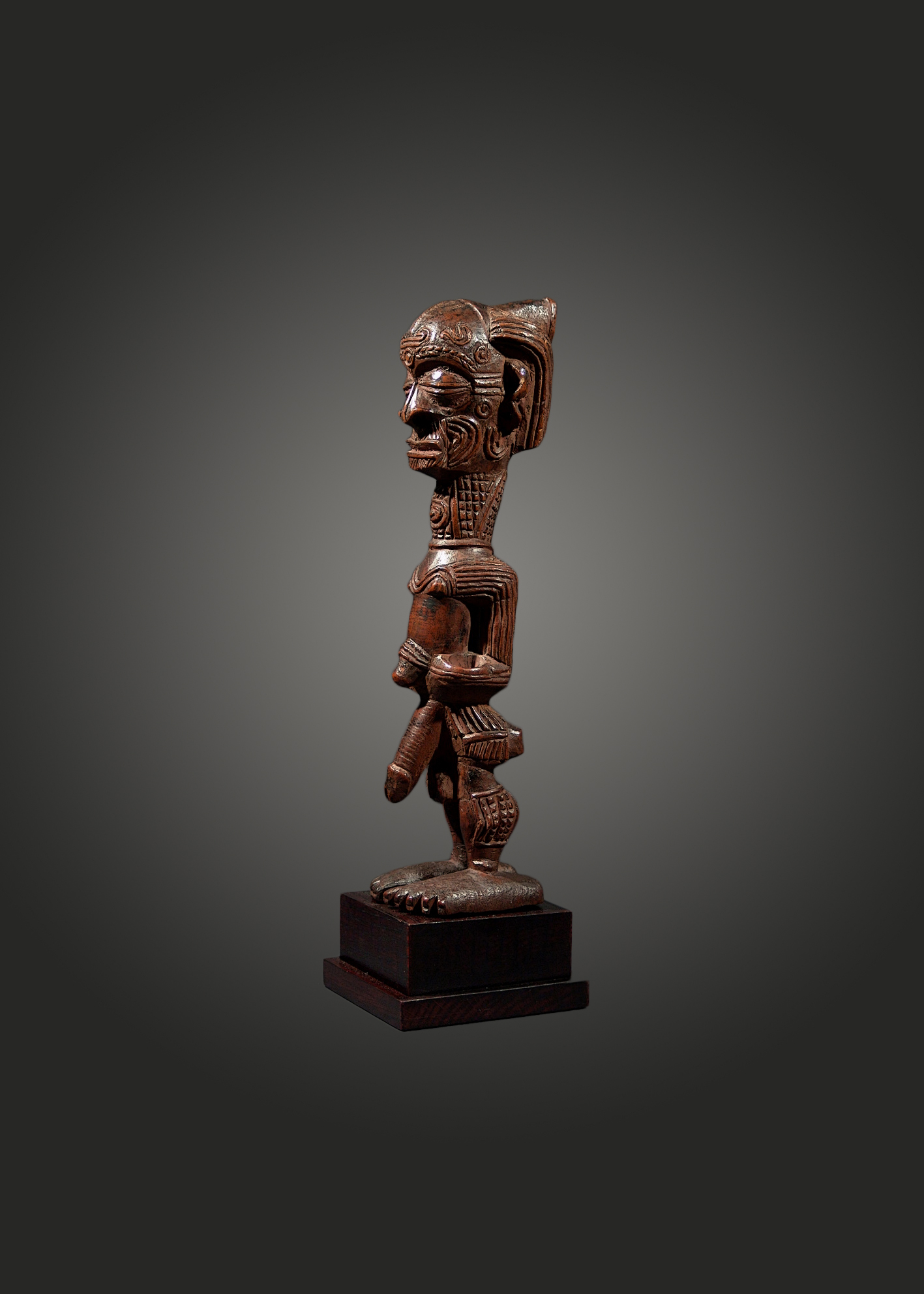 Male Figure Bena Lulua, Congo D.R. Wood 35 cm - Scultura Primitiva Tribale Africana in Legno