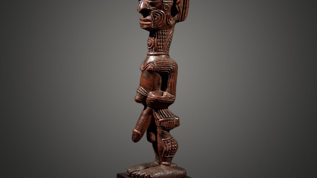 Male figura Bena Lulua, Congo D.R. legno 35 cm - Scultura Primitiva Tribale Africana in Legno