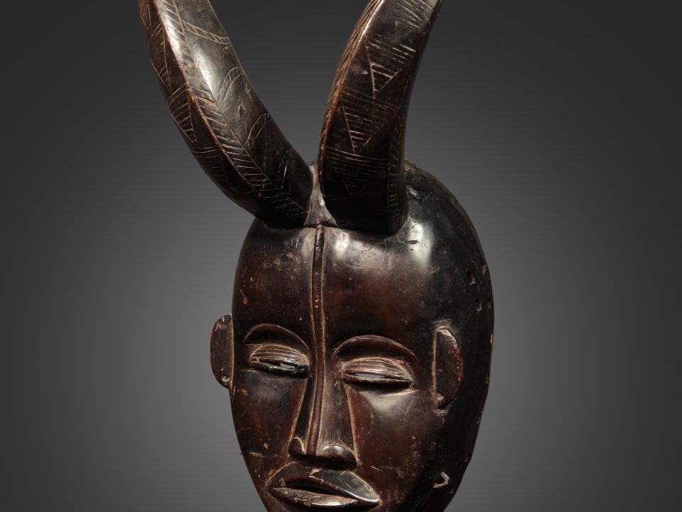 Mask Dan, Toura Area, Ivory Coast Wood, Black Patina, Iron 53 cm