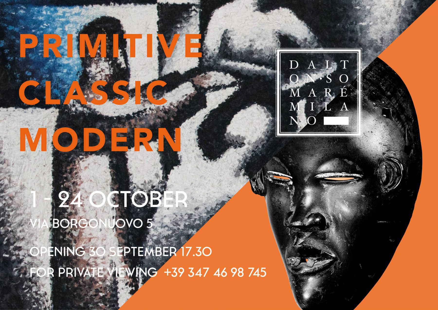 invito mostra Modern Dalton Somare Arte tribale Africana. Sculture in legno e terracotta