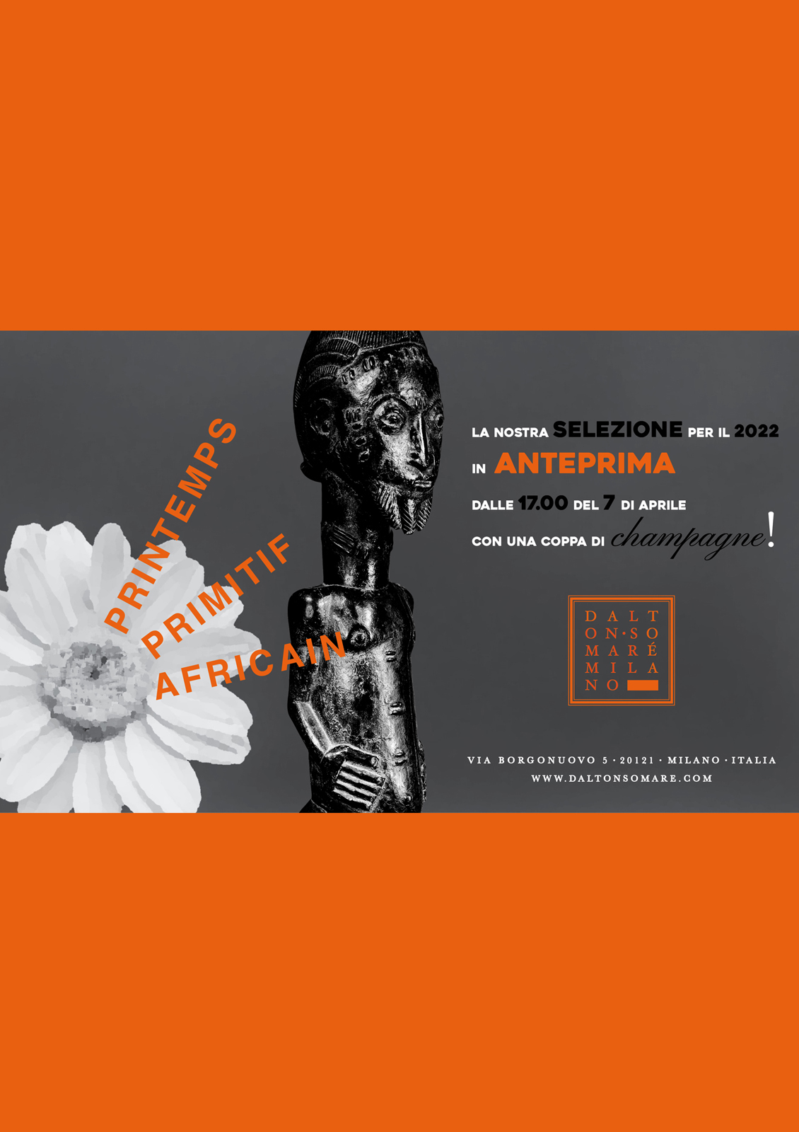 Invito Mostra di Primavera Dalton Somare sculture africane in legno