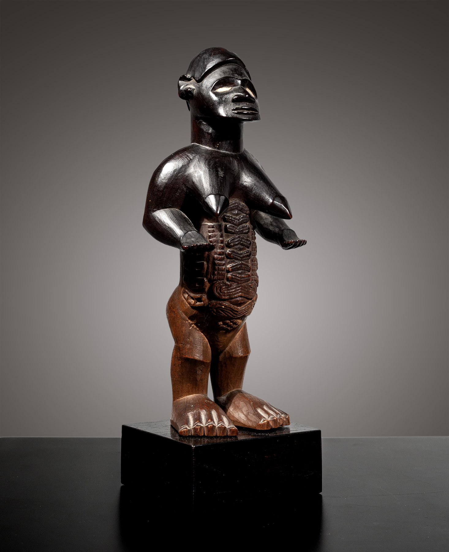 Bembe female ancestor figure, D.R. Congo, late 19th–early 20th century, wood and porcelain, cover image